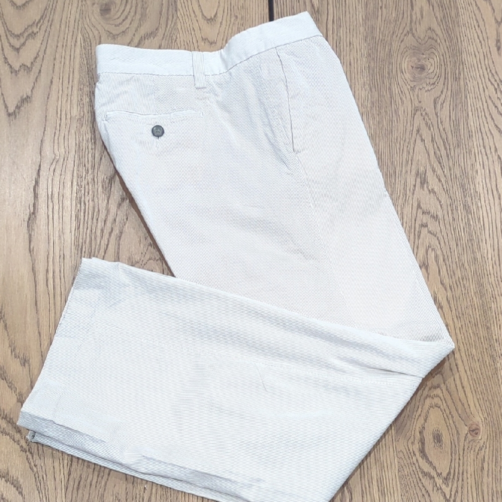 GAP Women's White Beige Pinstripe Straight Leg Pants